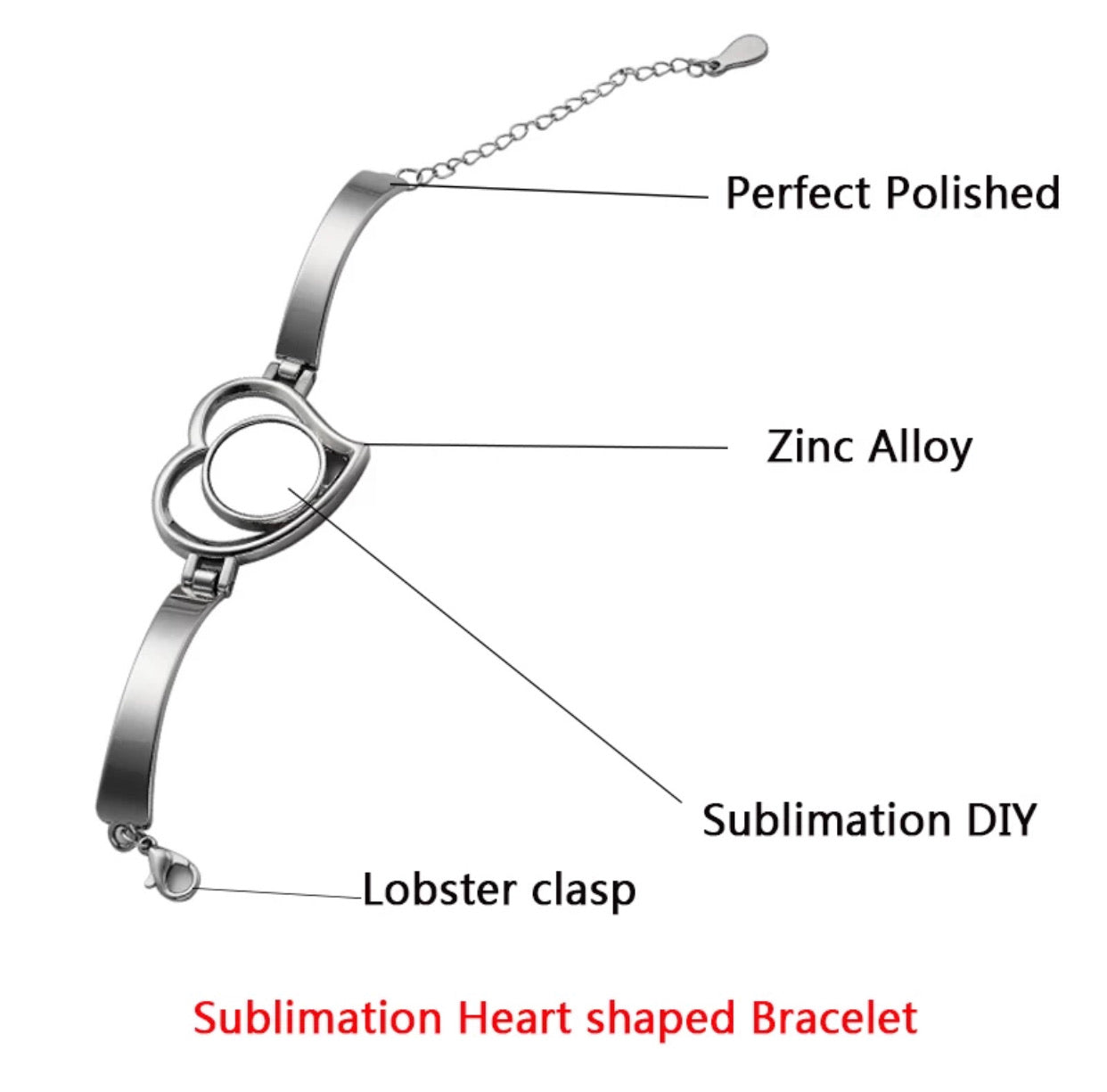 New Ins Style Heart Sublimation Bracelet Jewelry Blanks with Circle Charm -  China Sublimation Necklace Charms and Sublimation Blanks price |  Made-in-China.com